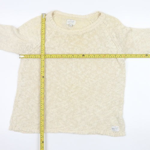 Superdry Women Beige Cotton Knit Pullover Jumper M
