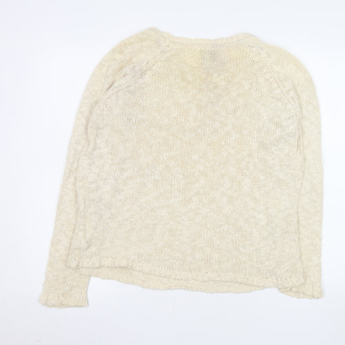 Superdry Women Beige Cotton Knit Pullover Jumper M