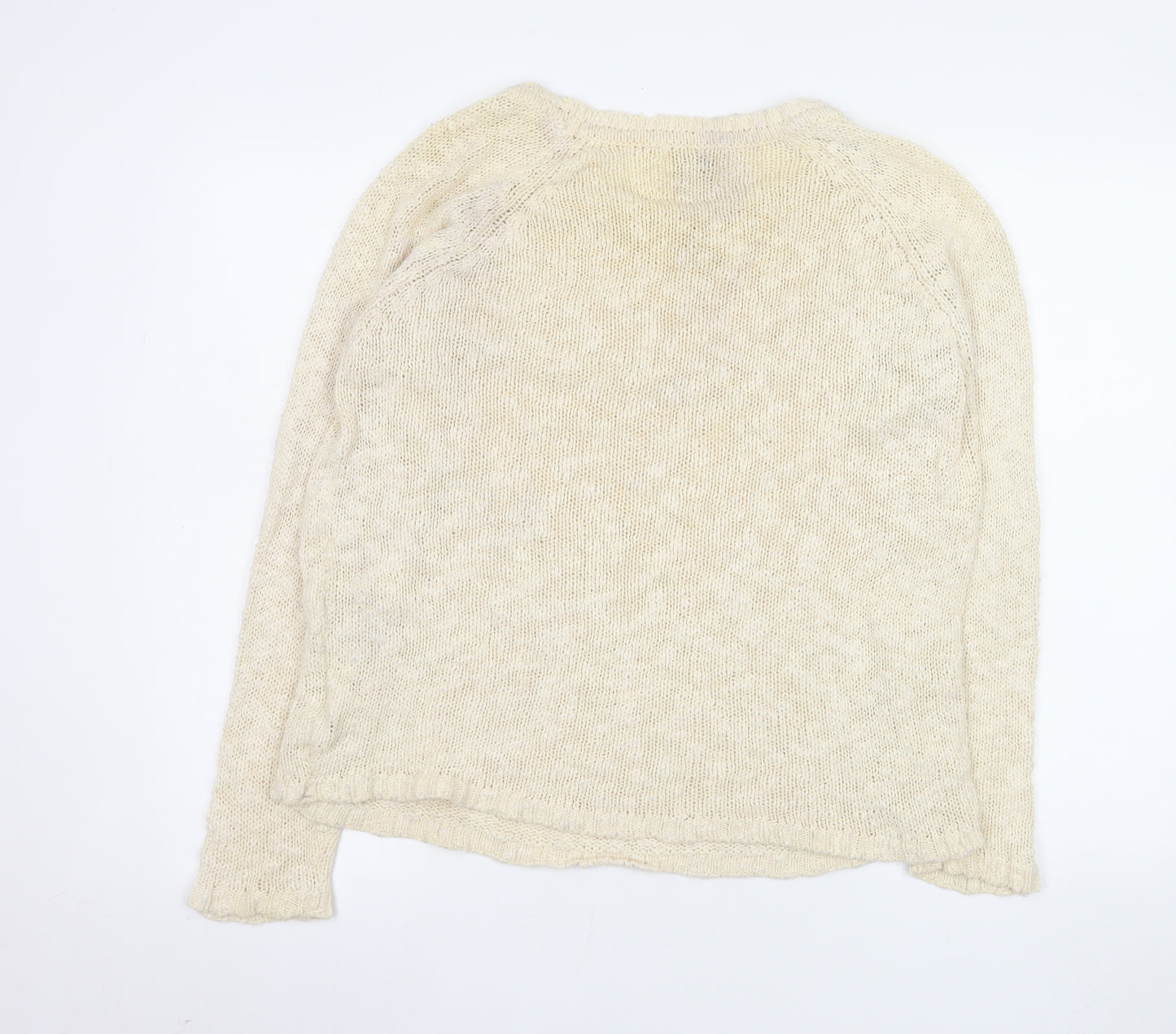 Superdry Women Beige Cotton Knit Pullover Jumper M