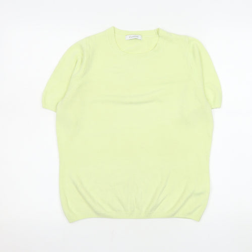 Marks and Spencer Women Yellow Knit T-Shirt Size 8 Short Sleeve