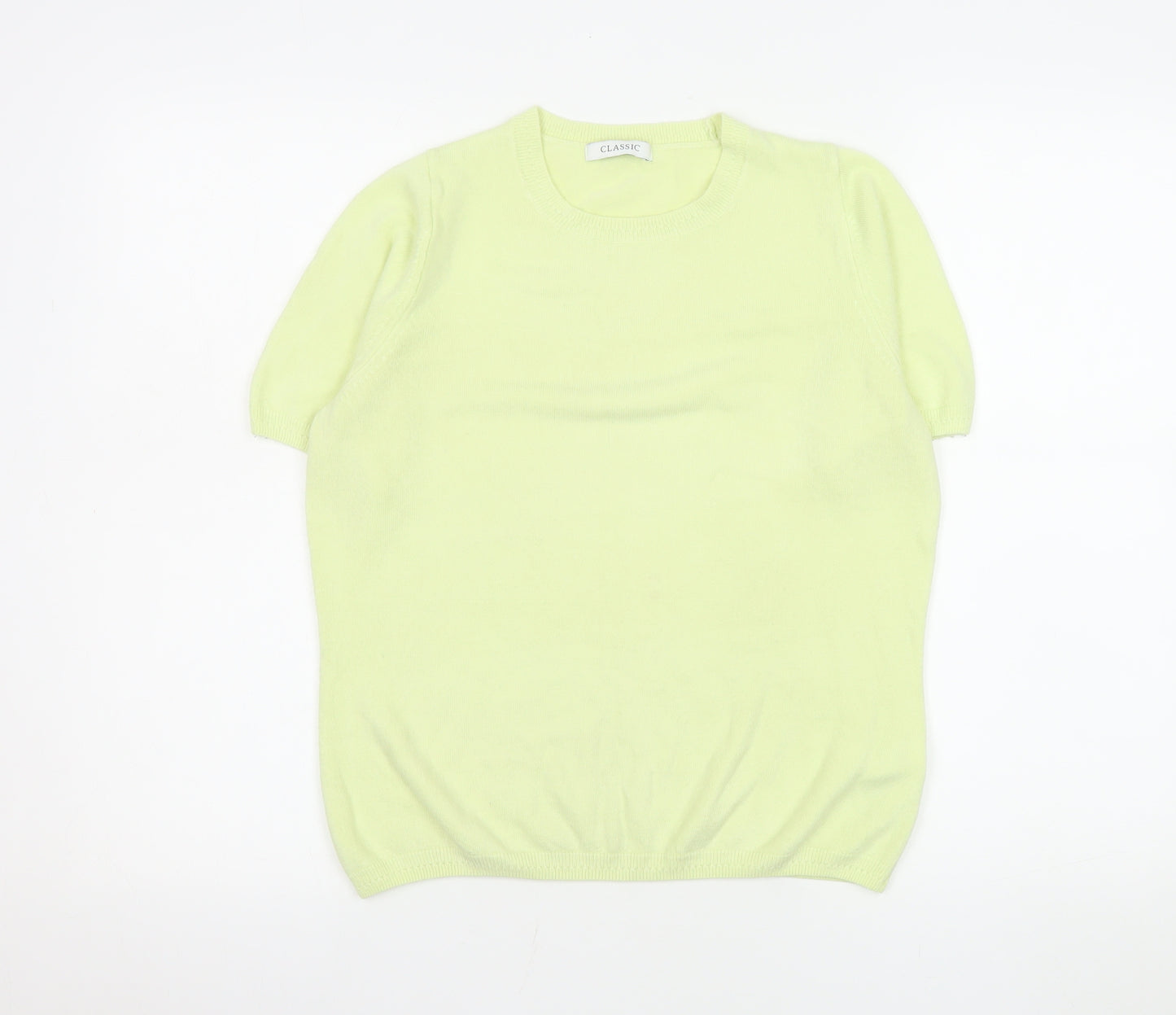 Marks and Spencer Women Yellow Knit T-Shirt Size 8 Short Sleeve