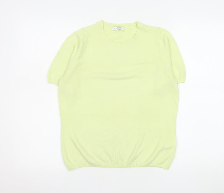 Marks and Spencer Women Yellow Knit T-Shirt Size 8 Short Sleeve