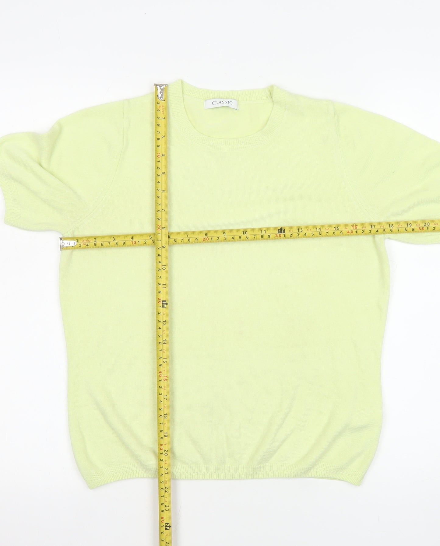 Marks and Spencer Women Yellow Knit T-Shirt Size 8 Short Sleeve