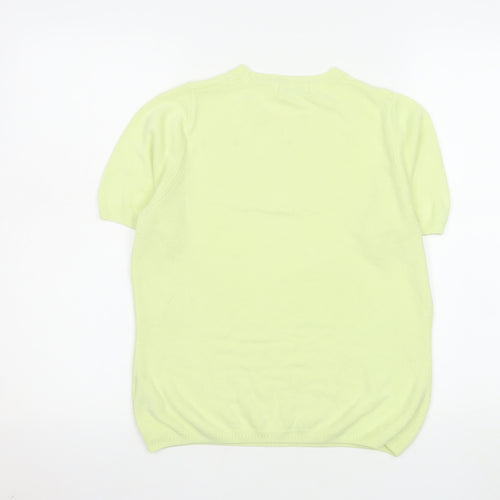 Marks and Spencer Women Yellow Knit T-Shirt Size 8 Short Sleeve