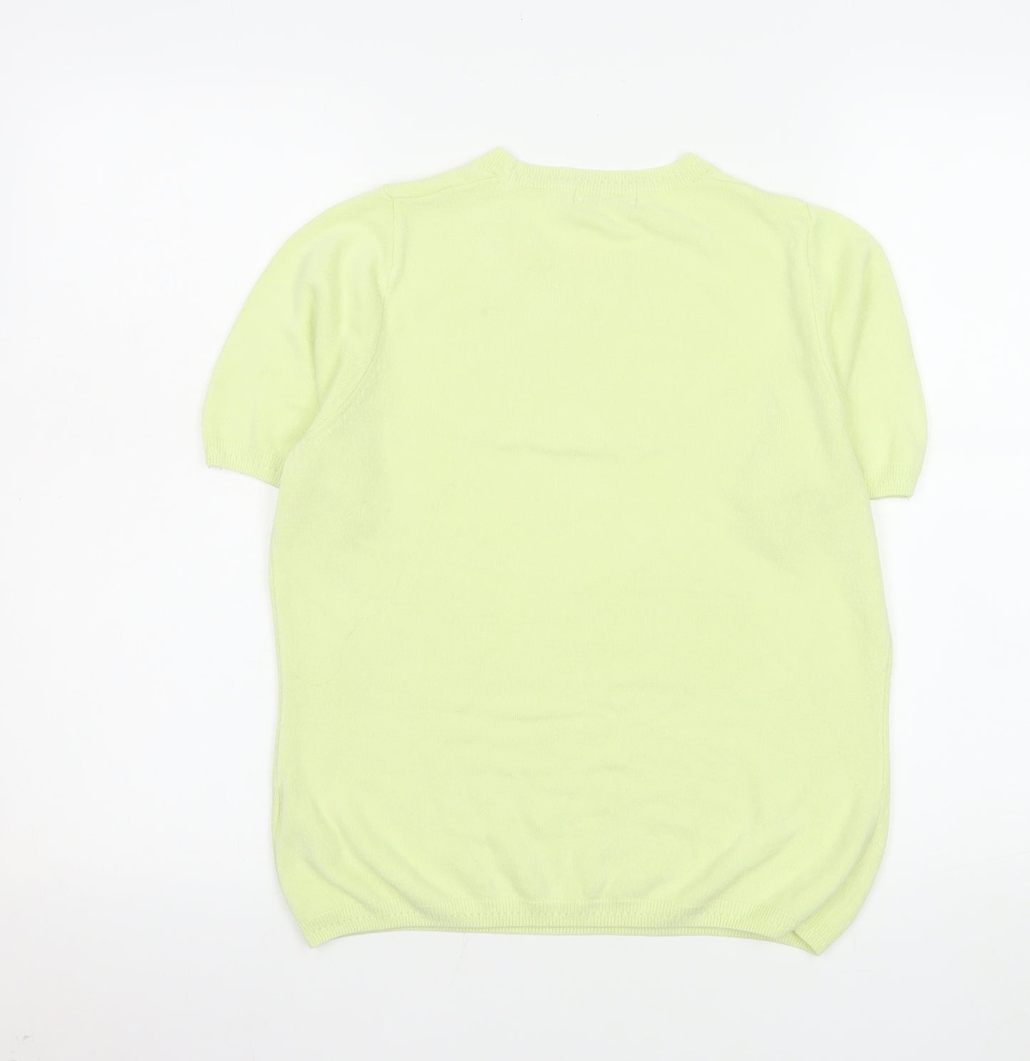 Marks and Spencer Women Yellow Knit T-Shirt Size 8 Short Sleeve