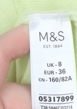 Marks and Spencer Women Yellow Knit T-Shirt Size 8 Short Sleeve