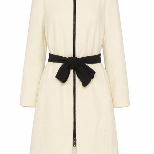Zara Woman Ivory Cotton Blend Mid-Length Belted Coat Size 8