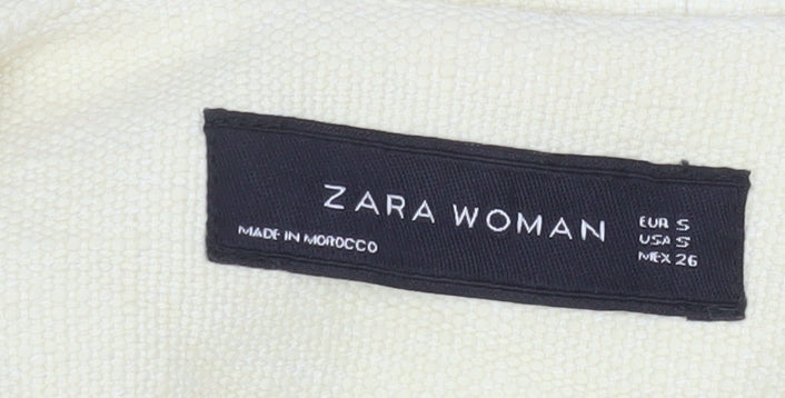 Zara Woman Ivory Cotton Blend Mid-Length Belted Coat Size 8
