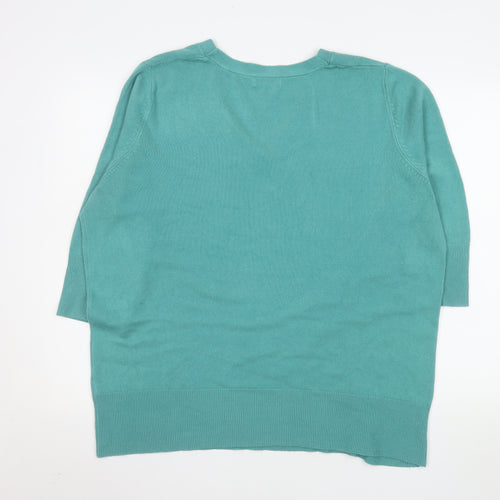 Berkertex Plus Women's Green V-Neck 3/4 Sleeve Acrylic Jumper Size 22-24