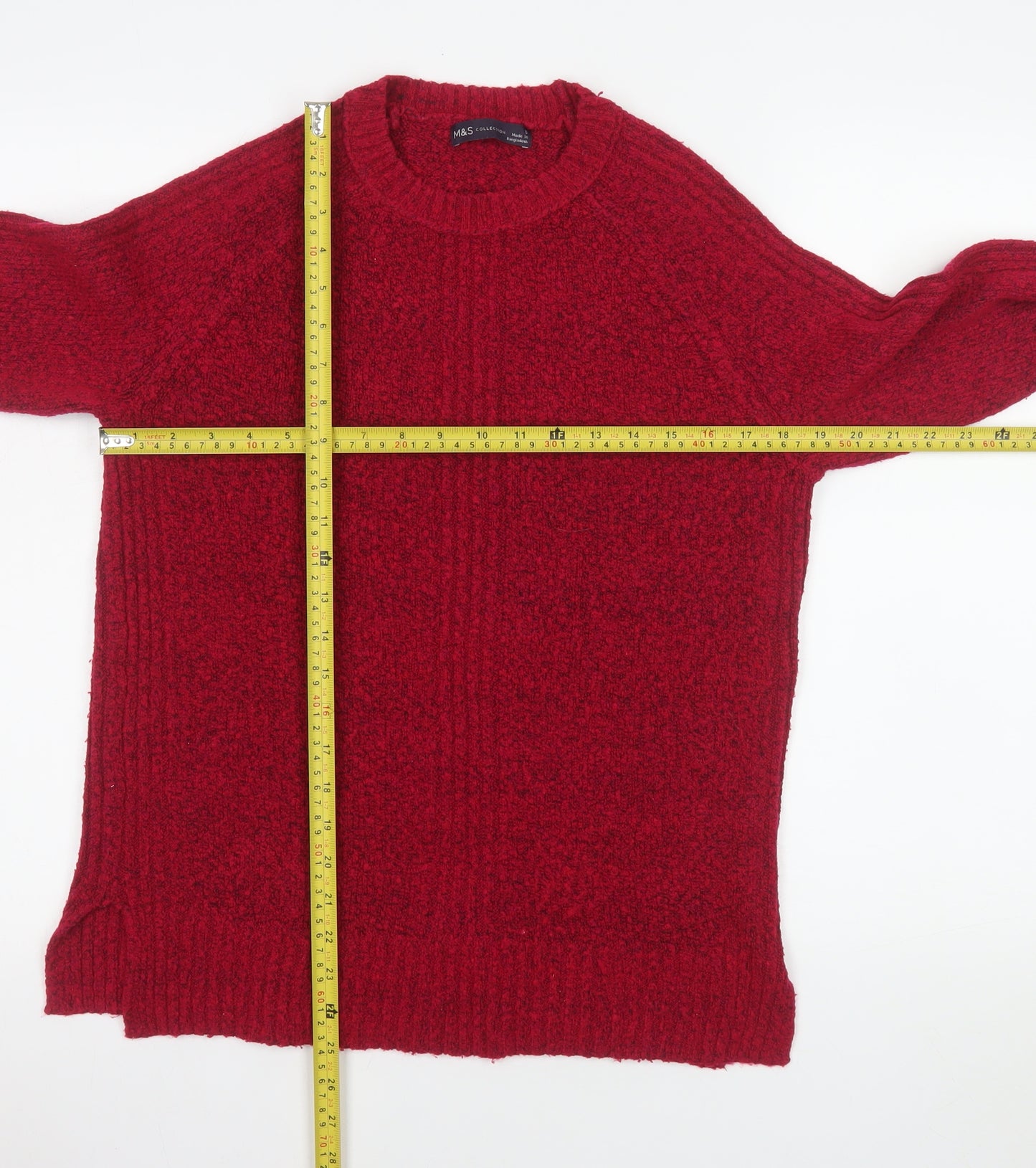 Marks and Spencer Women’s Red Chunky Knit Pullover Jumper Size S
