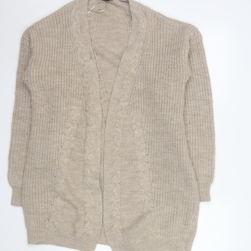 Lipsy Women’s Beige Cable Knit Long Cardigan Size 16