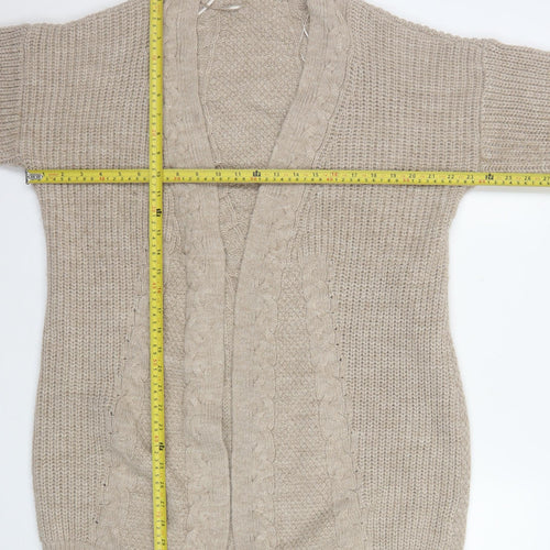 Lipsy Women’s Beige Cable Knit Long Cardigan Size 16