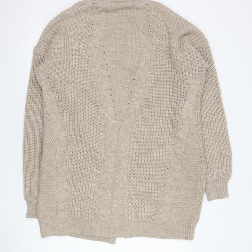 Lipsy Women’s Beige Cable Knit Long Cardigan Size 16