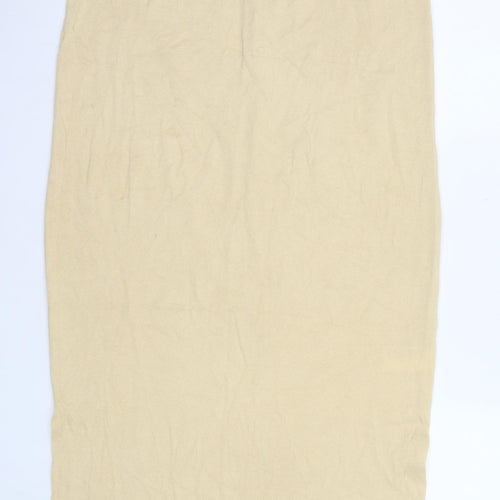 H&M Women Beige Knit Tank Midi Dress Size 6 Lyocell Blend Summer
