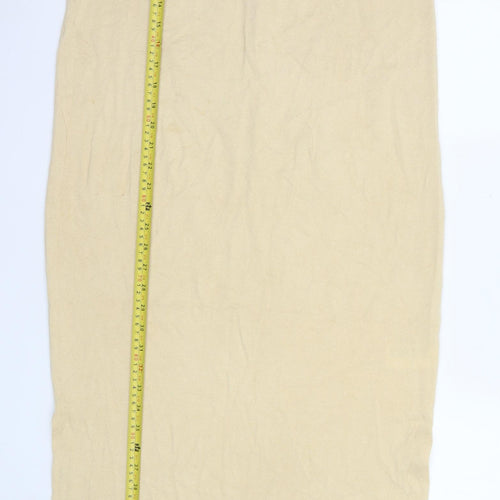 H&M Women Beige Knit Tank Midi Dress Size 6 Lyocell Blend Summer