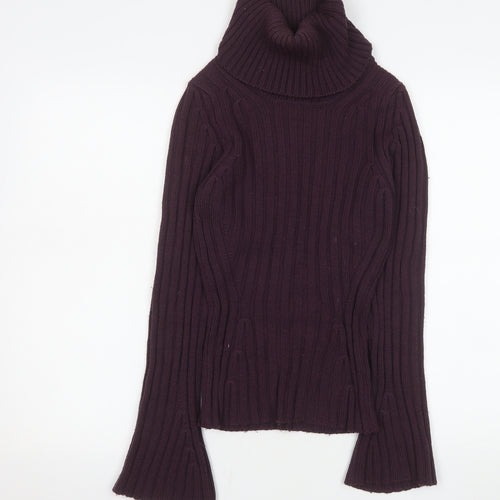Marks and Spencer Women’s Purple Roll Neck Rib Knit Jumper Size 10