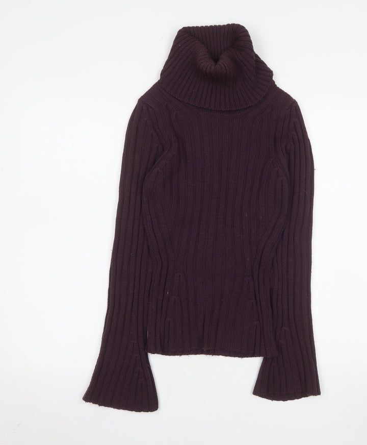 Marks and Spencer Women’s Purple Roll Neck Rib Knit Jumper Size 10