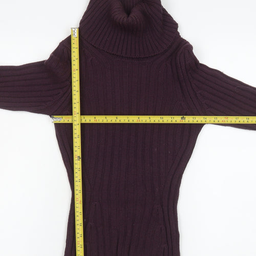 Marks and Spencer Women’s Purple Roll Neck Rib Knit Jumper Size 10