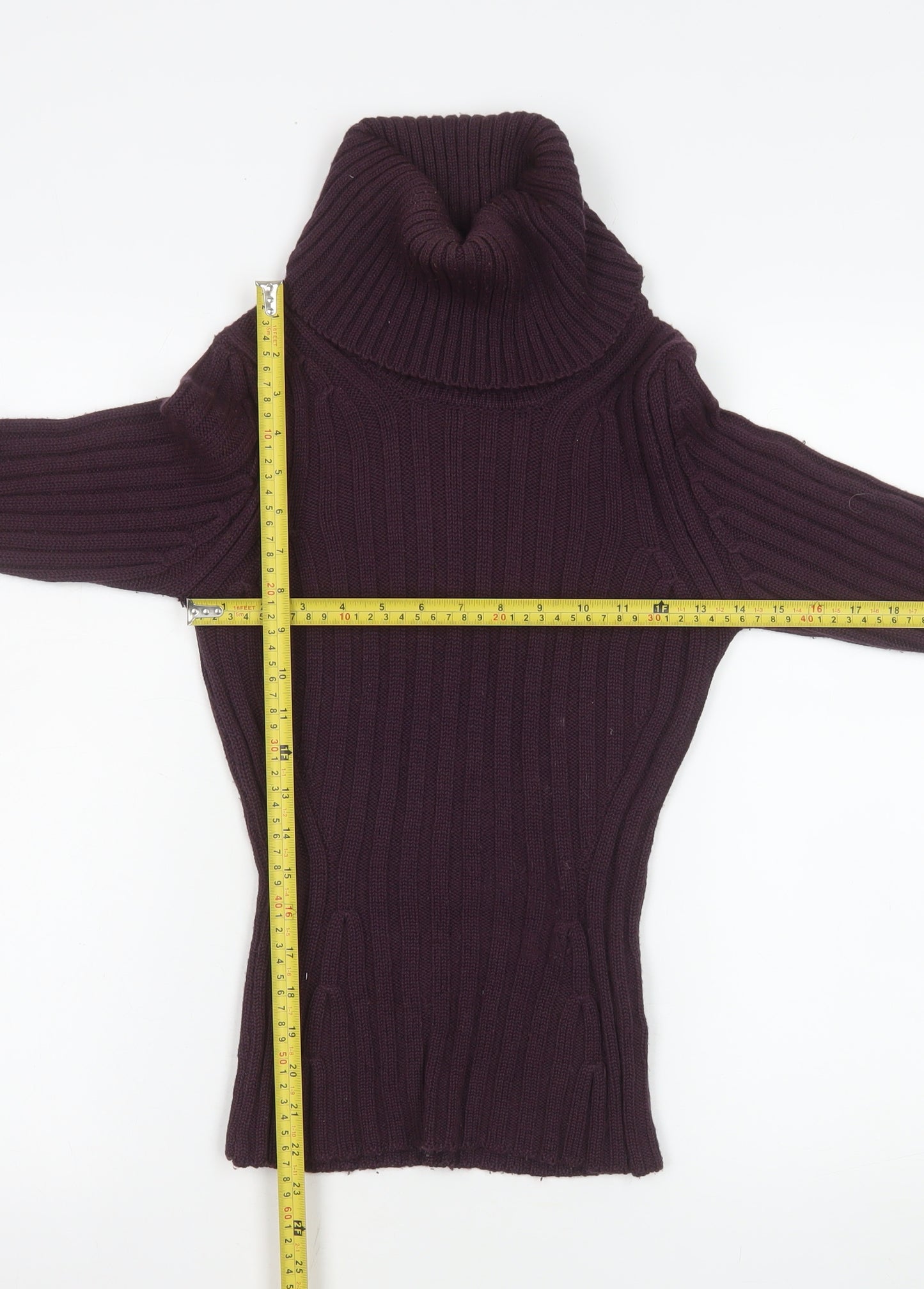 Marks and Spencer Women’s Purple Roll Neck Rib Knit Jumper Size 10
