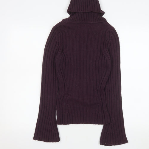 Marks and Spencer Women’s Purple Roll Neck Rib Knit Jumper Size 10
