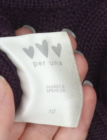 Marks and Spencer Women’s Purple Roll Neck Rib Knit Jumper Size 10