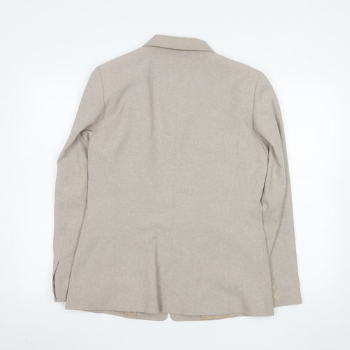 Bonmarché Women Beige Polyester Single-Breasted Suit Jacket Size 14