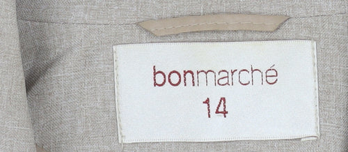Bonmarché Women Beige Polyester Single-Breasted Suit Jacket Size 14