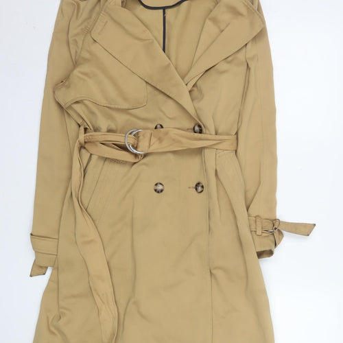 Topshop Women’s Beige Long Trench Coat Belted UK 12 Classic Style