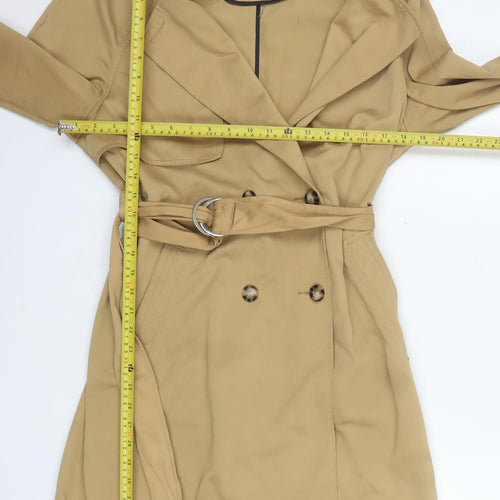 Topshop Women’s Beige Long Trench Coat Belted UK 12 Classic Style