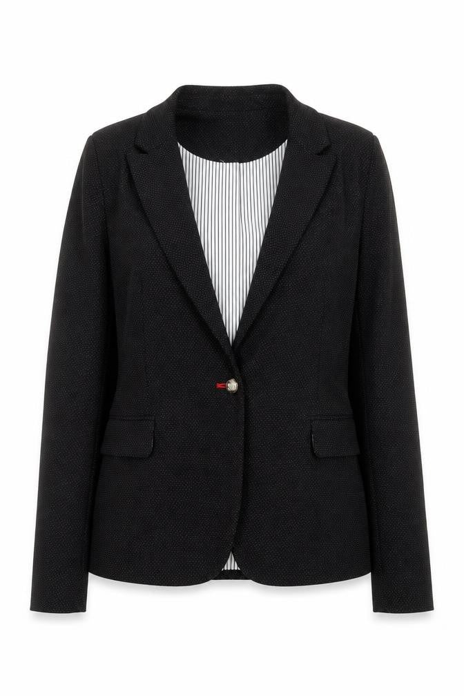 Front view of RESERVED Women's Black, size 10 Slim, Fit One-Button Tailored Blazer
