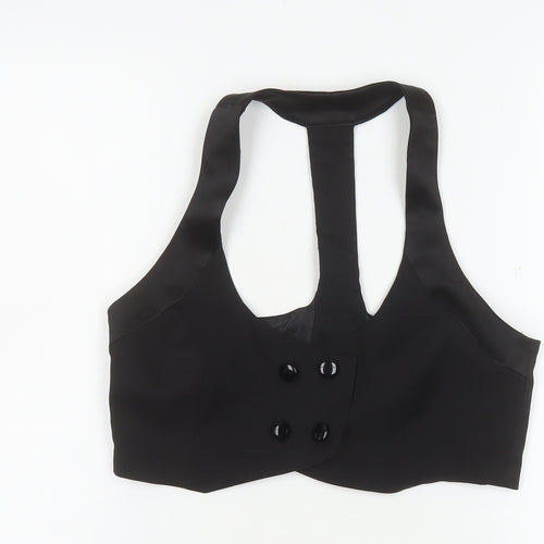 Bay Women’s Black Cropped Halter Button Blouse Size 8