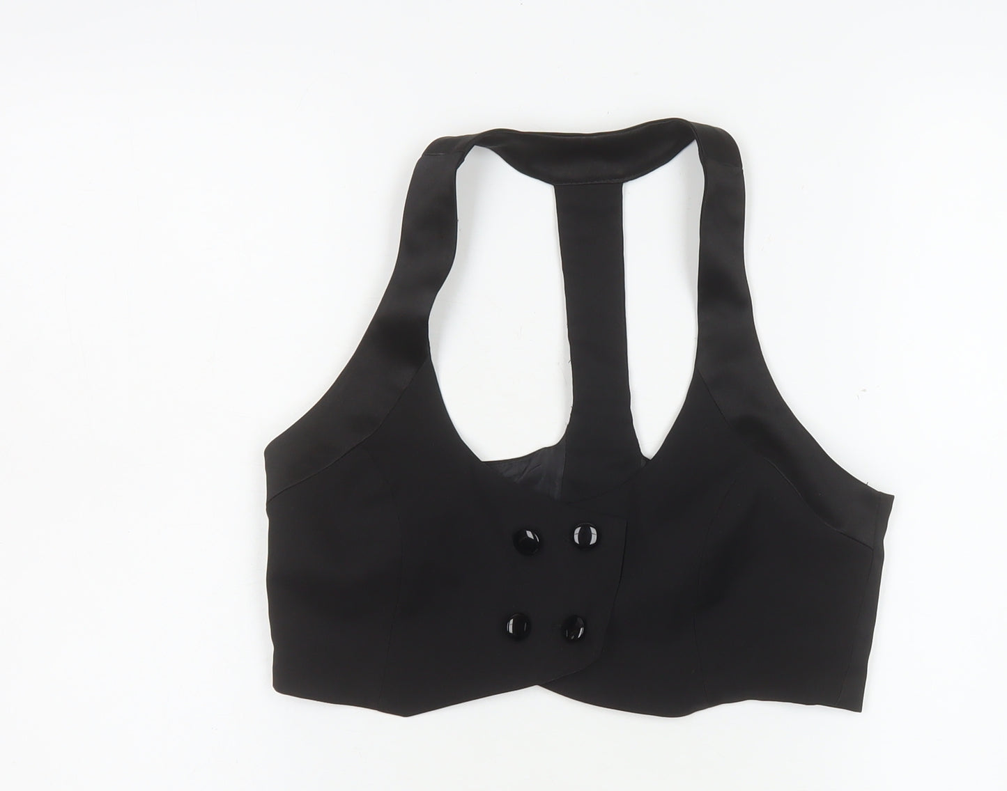 Bay Women’s Black Cropped Halter Button Blouse Size 8