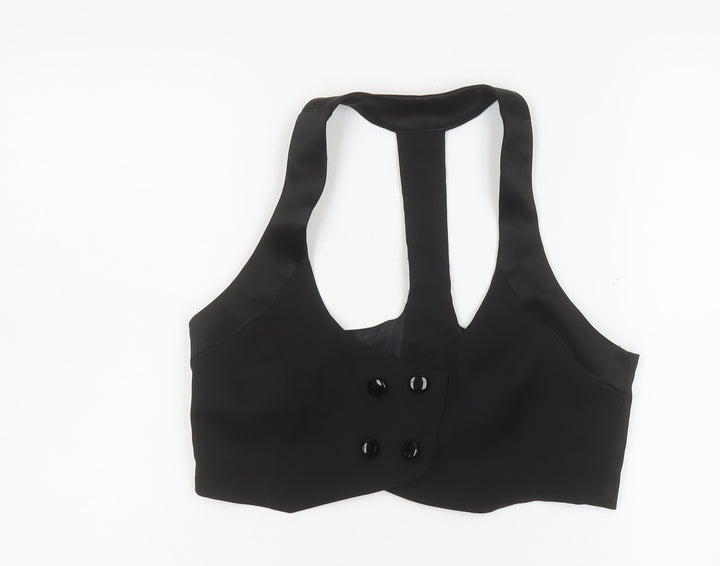 Bay Women’s Black Cropped Halter Button Blouse Size 8