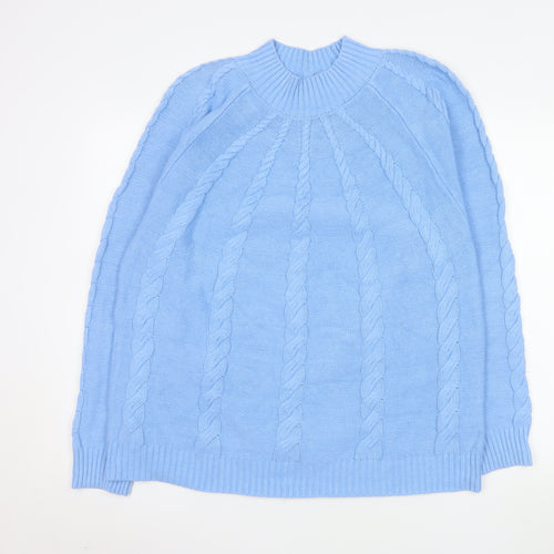 Bloomings Women's Blue 2XL Cable-Knit Cotton Blend Jumper