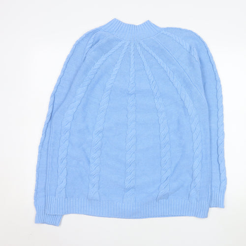 Bloomings Women's Blue 2XL Cable-Knit Cotton Blend Jumper