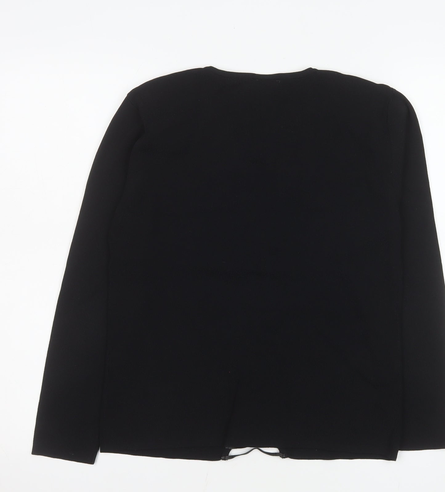 Roman Originals Women Black Studded V-Neck Long Sleeve Knit Blouse Size S