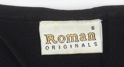 Roman Originals Women Black Studded V-Neck Long Sleeve Knit Blouse Size S