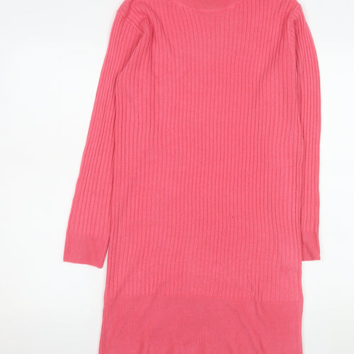 Marks and Spencer Women Pink XS Ribbed Knit Jumper Dress