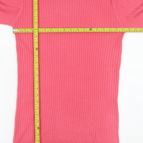 Marks and Spencer Women Pink XS Ribbed Knit Jumper Dress