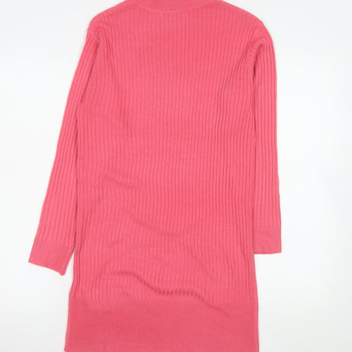 Marks and Spencer Women Pink XS Ribbed Knit Jumper Dress