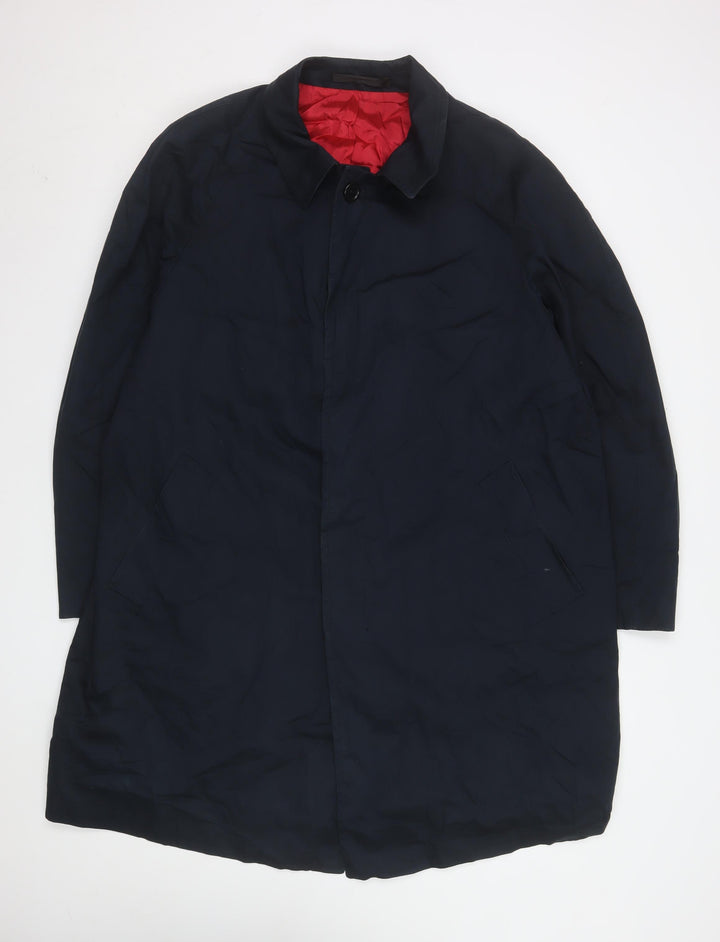 Marks and Spencer Mens Navy XL Cotton Long Coat Autograph Line