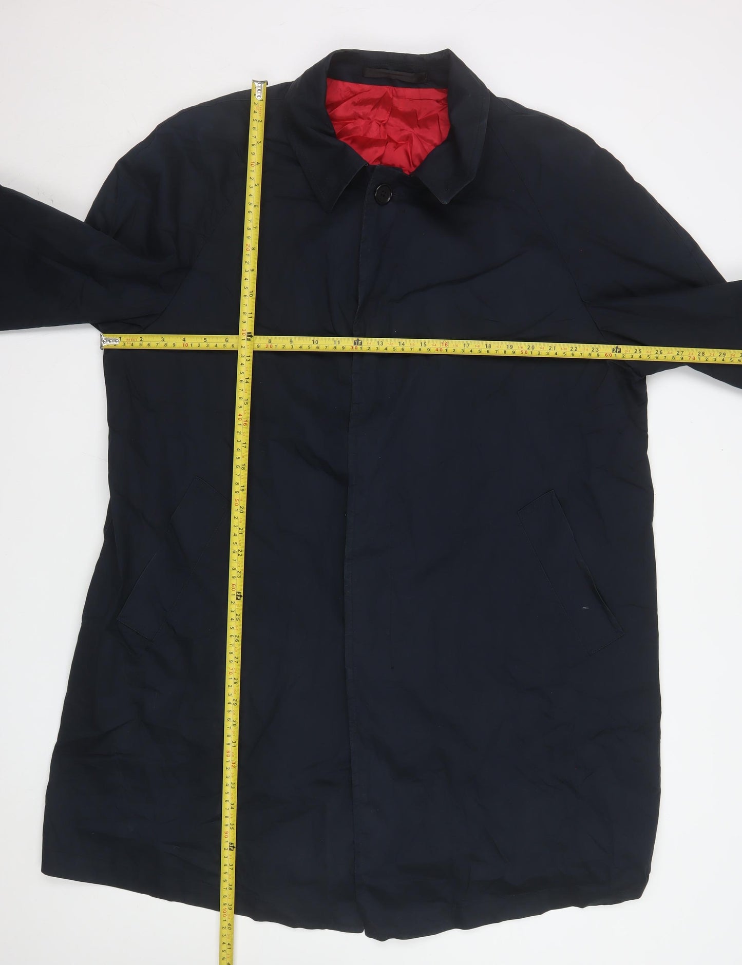 Marks and Spencer Mens Navy XL Cotton Long Coat Autograph Line
