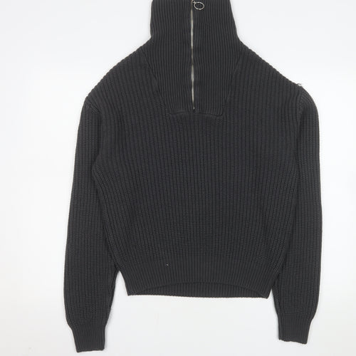 Mennace Men’s Black XS Half Zip High Neck Knit Sweatshirt