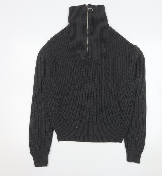 Mennace Men’s Black XS Half Zip High Neck Knit Sweatshirt