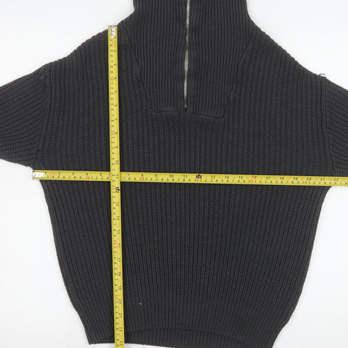 Mennace Men’s Black XS Half Zip High Neck Knit Sweatshirt