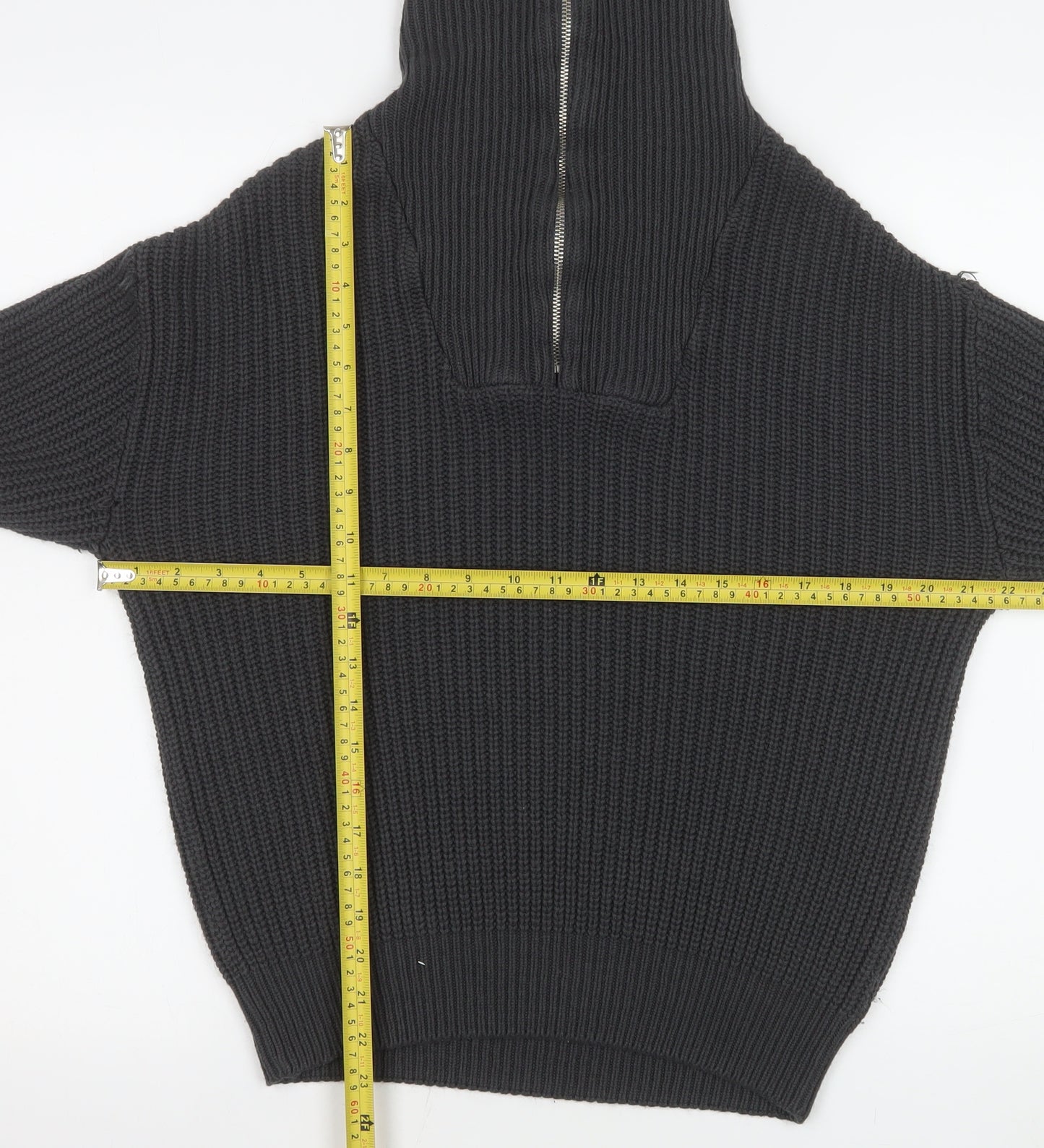 Mennace Men’s Black XS Half Zip High Neck Knit Sweatshirt