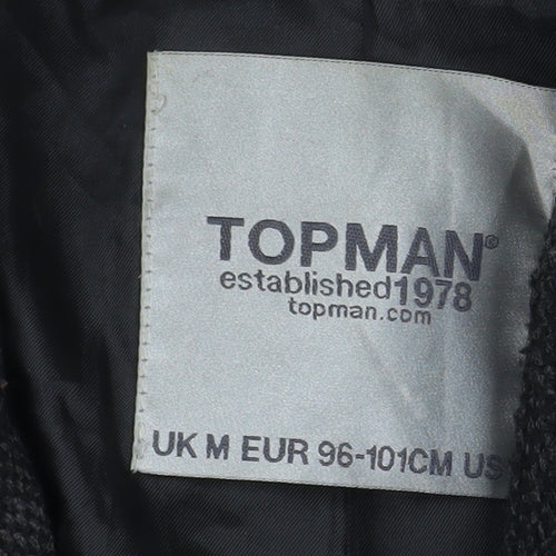 Topman Men's Black Wool Blend Mid-Length Overcoat Size M