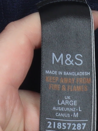 Marks and Spencer Men's Blue Collared Sleeveless Knit Vest Jumper L
