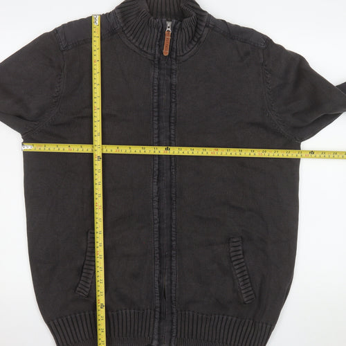 Fat Face Men's Grey Cotton Bomber Jacket L Full Zip Knit Casual