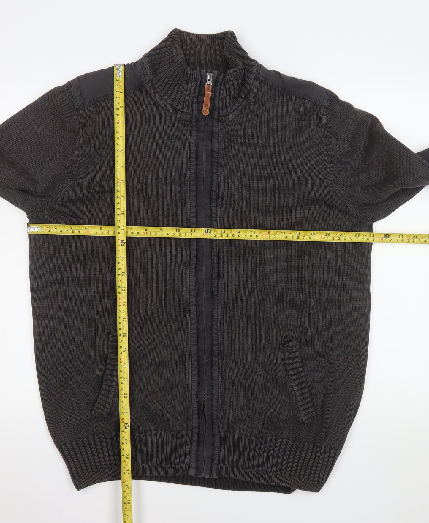 Fat Face Men's Grey Cotton Bomber Jacket L Full Zip Knit Casual